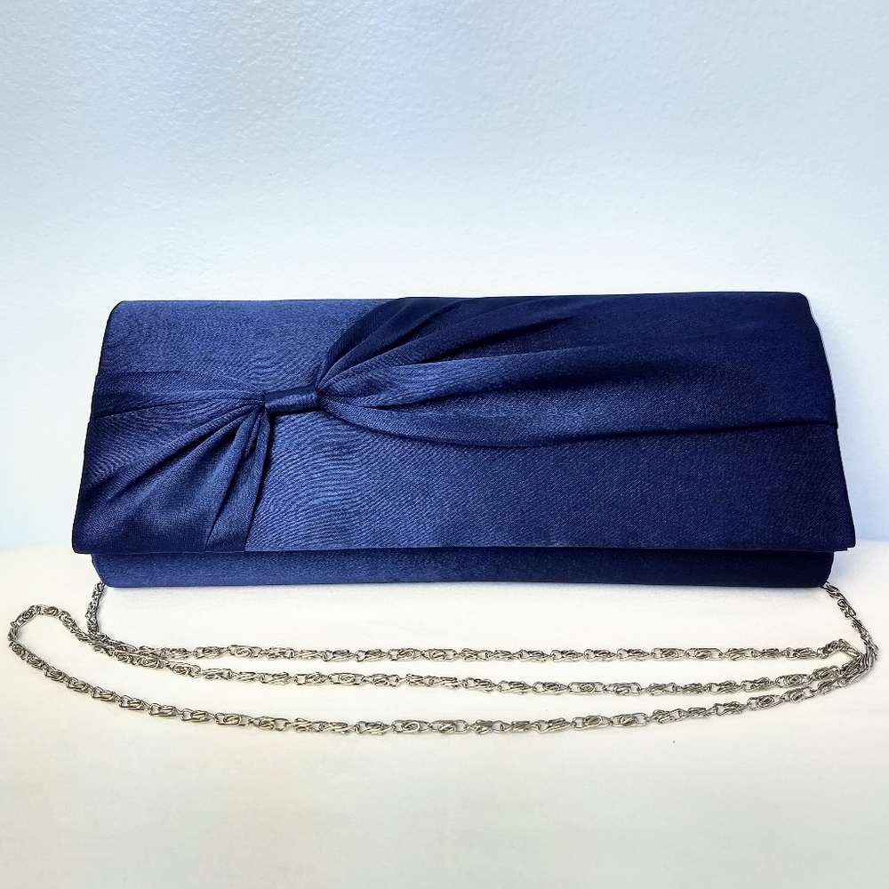 Damara Handbags Midnight Blue Satin Evening Bag